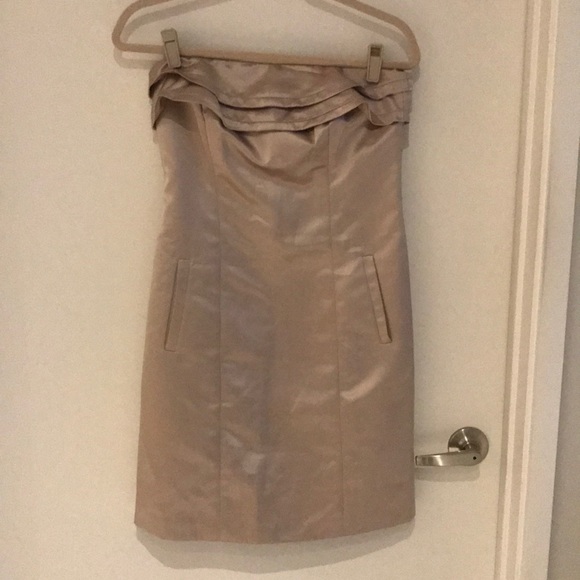 BCBG Paris Champagne Strapless Dress - Picture 2 of 5